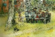 Carl Larsson frukost under stora bjorken painting